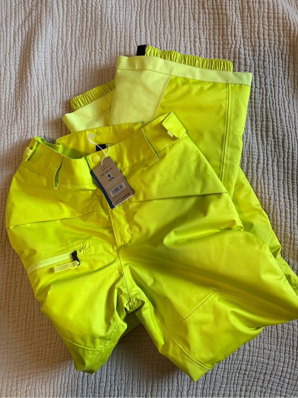 High-Visibility Neon Yellow Kids Snow/Ski Snowshot Pants